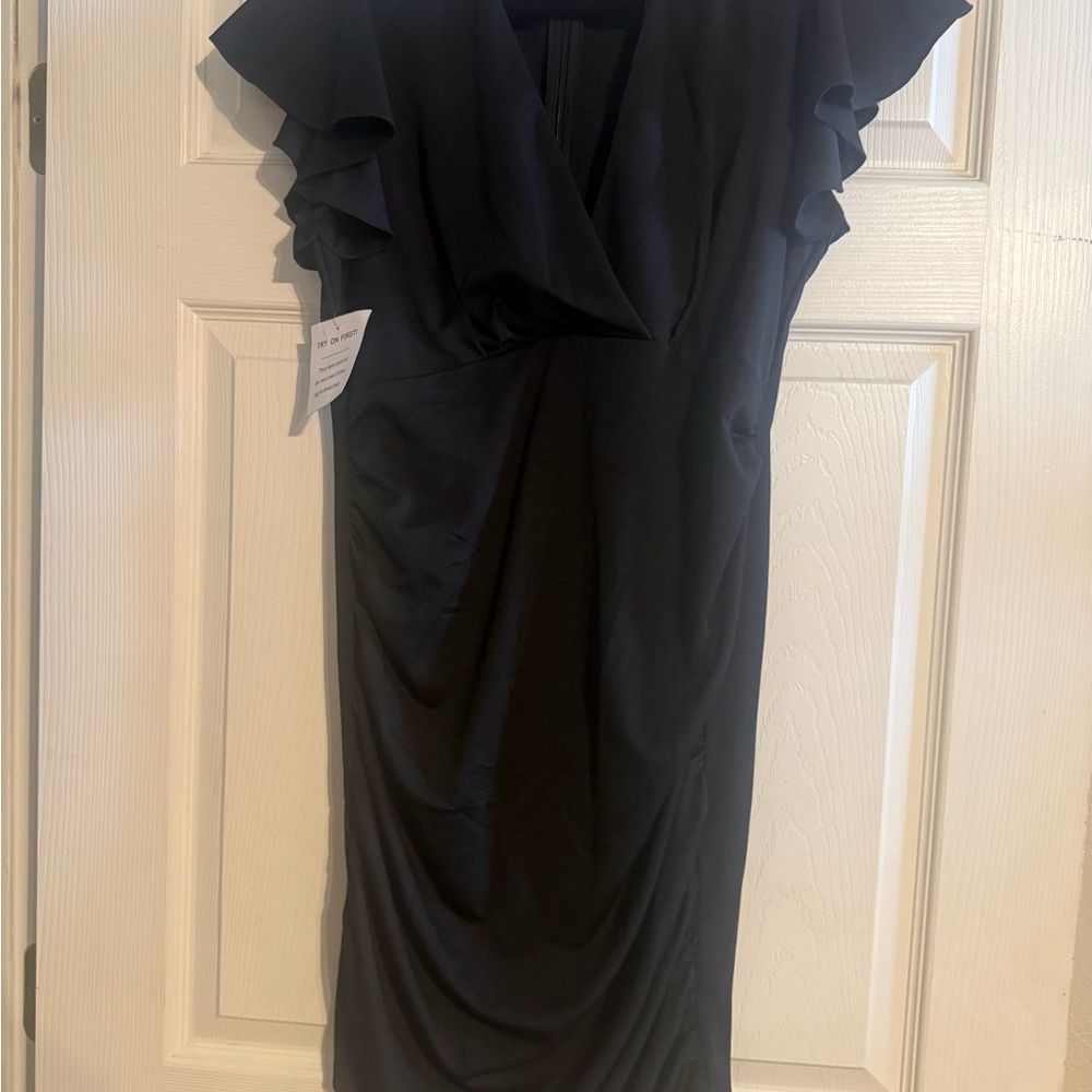 White Birch Black Ruffle Sleeve Mini Dress